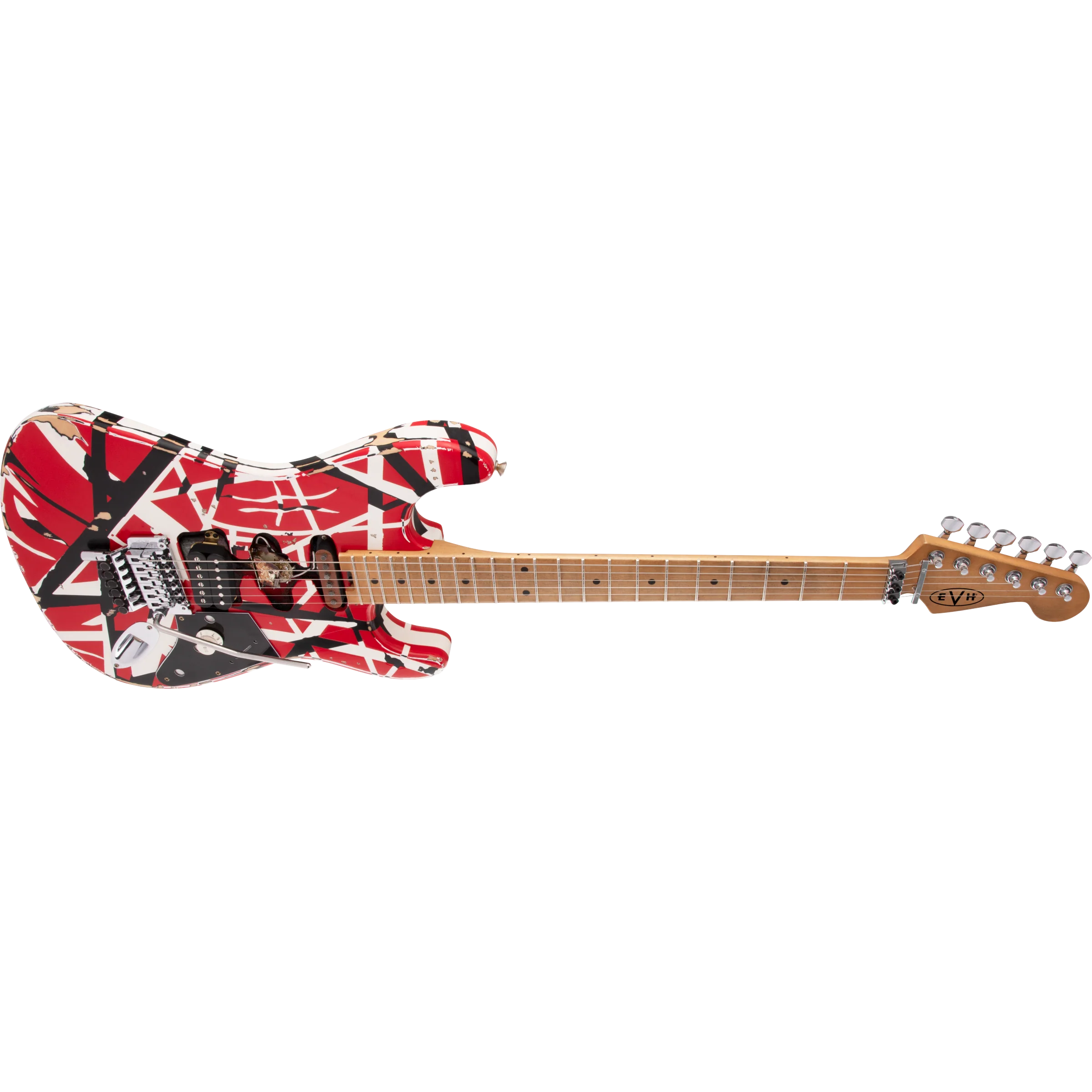 EVH 510-7900-503 Frankie Electric Guitar, Maple Fingerboard, Red w/ Black Stripes Relic - Image 5