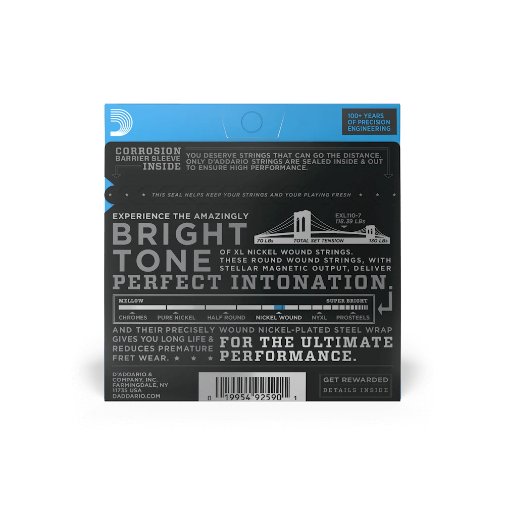 D'Addario EXL110-7 7-String Nickel Wound Electric Guitar Strings, Regular Light, 10-59 - Image 2