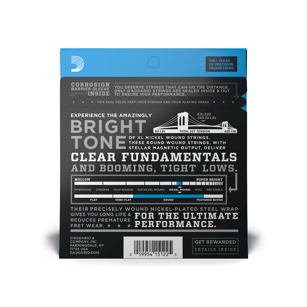 D'Addario EXL220 Nickel Wound Bass Guitar Strings, Super Light, 40-95, Long Scale - Image 2