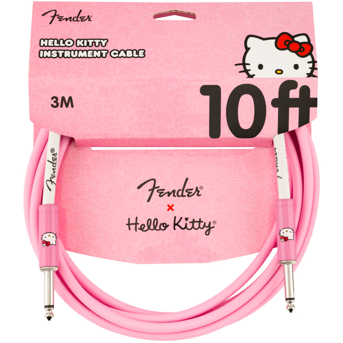 Fender 099-0510-156 10' Instrument Cable, Fender x Hello Kitty, Pink