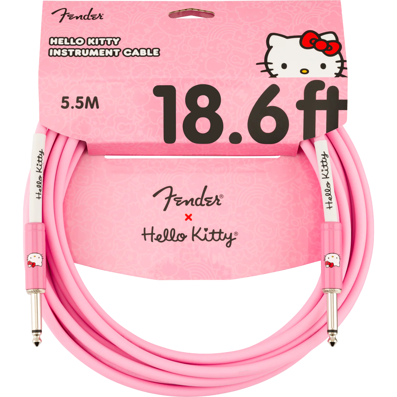 Fender 099-0818-156 18.6' Instrument Cable, Fender x Hello Kitty, Pink - Image 3