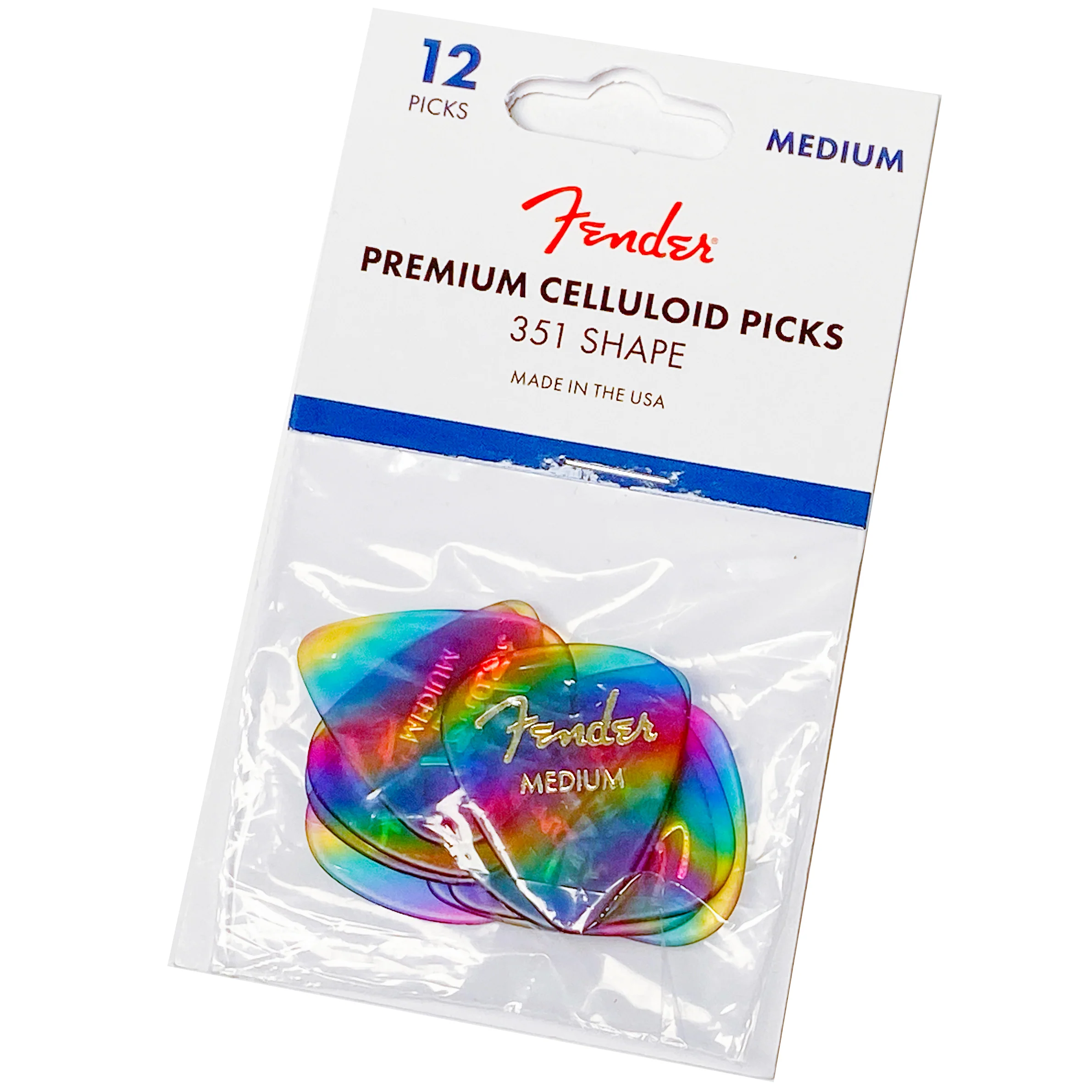 Fender 198-0351-102 351 Graphic Pick Pack, Rainbow, Medium, 12 Count