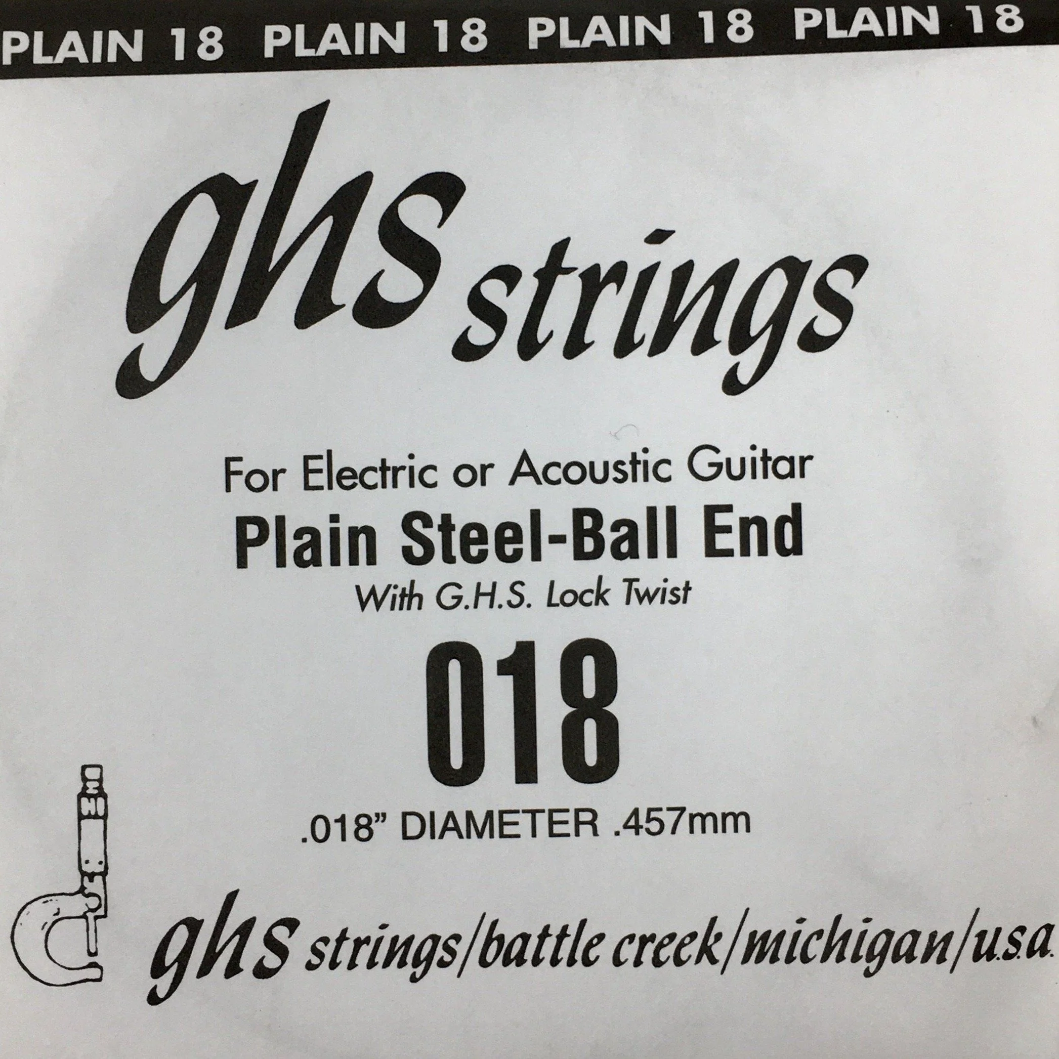 Ghs P018 Plain 018 Electric/Acoustic Guitar Single