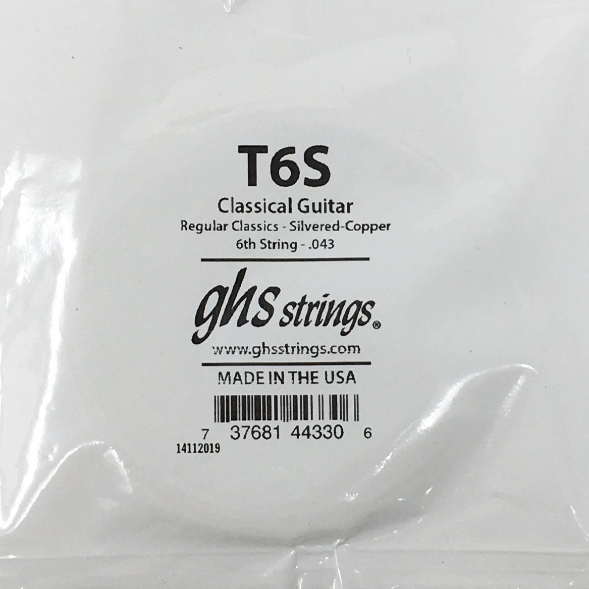Ghs T6S 6th Classical Single String - Silvered-Copper .043
