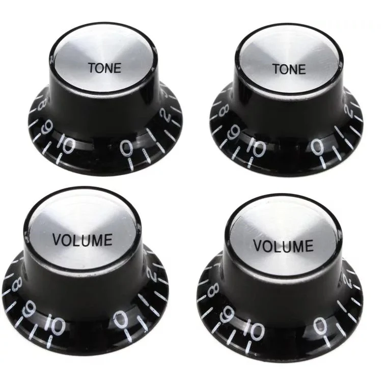 Gibson PRMK-010 Top Hat Knobs with Silver Metal Inserts, Black (4 pcs.)