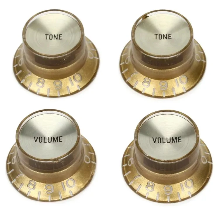 Gibson PRMK-020 Top Hat Knobs with Gold Metal Inserts, Black (4 pcs.)