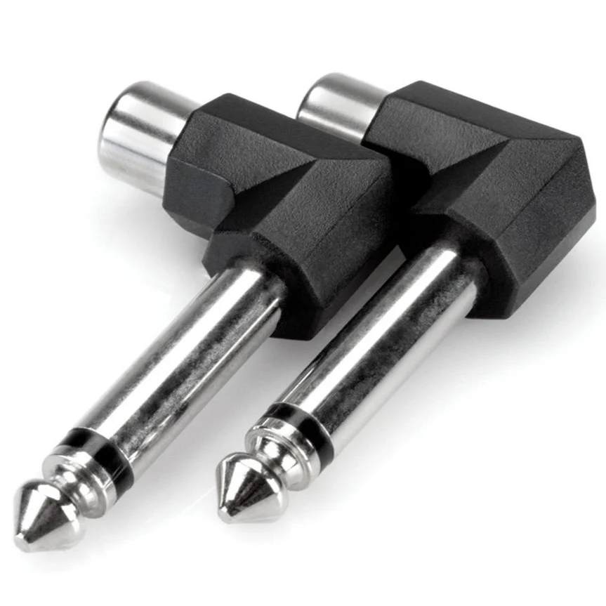 Hosa GPR-123 Right-angle Adaptors RCA to 1/4 in TS 2 pc (Loc:1i)