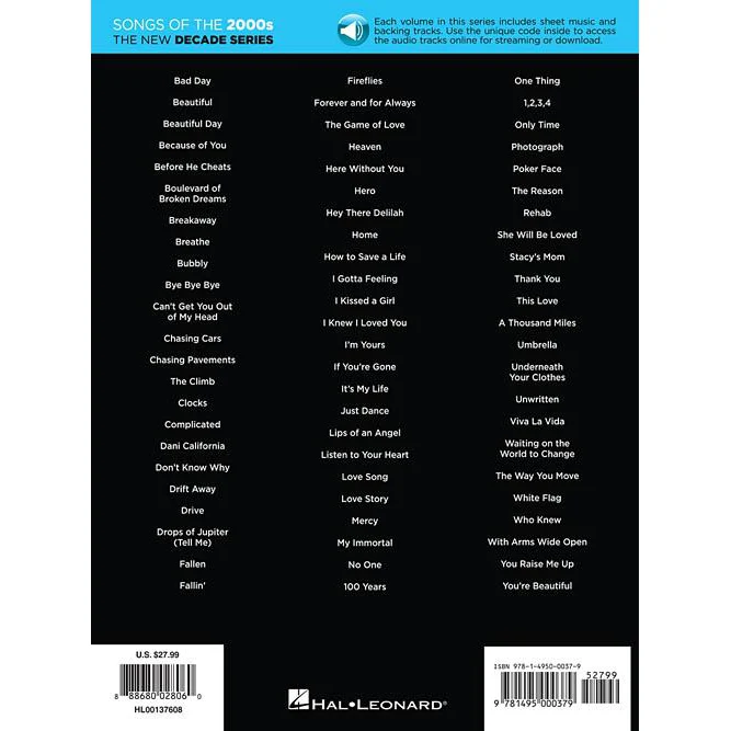 Hal Leonard HL00137608 Songs Of The 2000S The New Decade Series With Online Play-Along Backing Tracks - Image 2