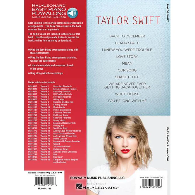 Hal Leonard HL00142735 Taylor Swift Easy Piano Play-along Volume 19 - Image 2