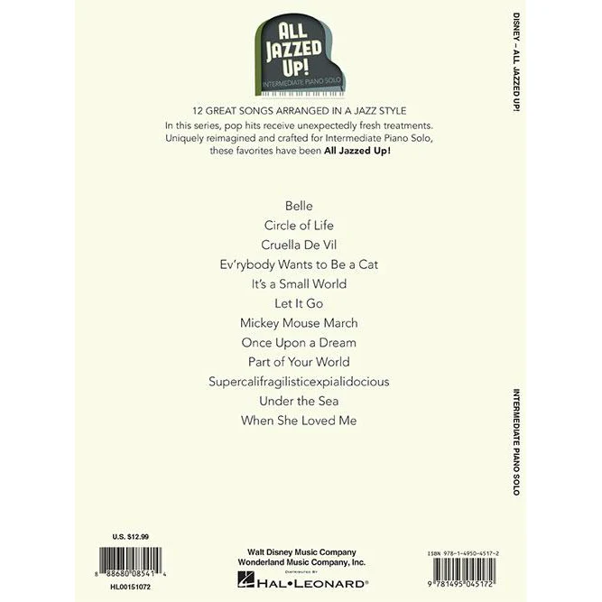 Hal Leonard HL00151072 Disney  All Jazzed Up! Intermediate Piano Solos - Image 2