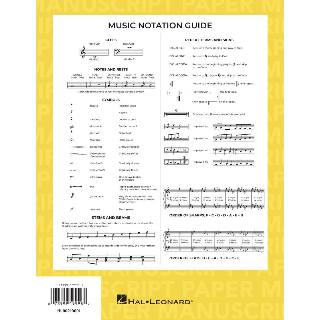 Hal Leonard HL00210001 Standard Manuscript Paper (Yellow Cover) - Image 3
