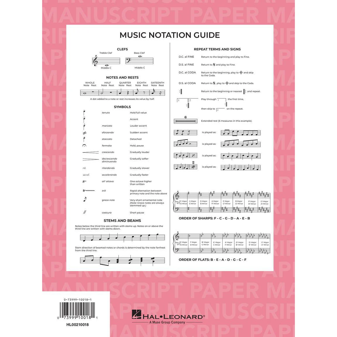 Hal Leonard HL00210018 Deluxe Wirebound Premium Manuscript Paper (Pink Cover) - Image 3
