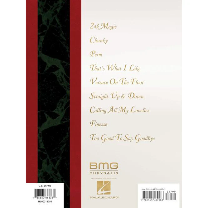 Hal Leonard HL00218254 Bruno Mars - 24K Magic, Piano/Vocal/Guitar Artist Songbook - Image 2