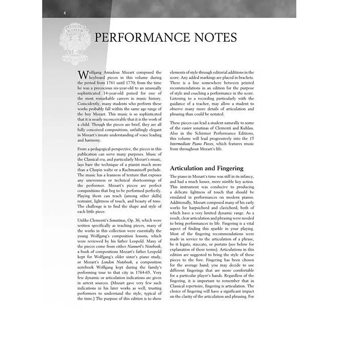 Hal Leonard HL00297088 Mozart 15 Easy Piano Pieces Schirmer Performance - Image 5