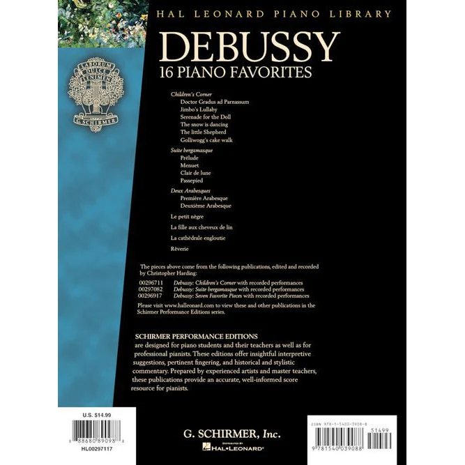 Hal Leonard HL00297117 Claude Debussy: 16 Piano Favorites - Image 2