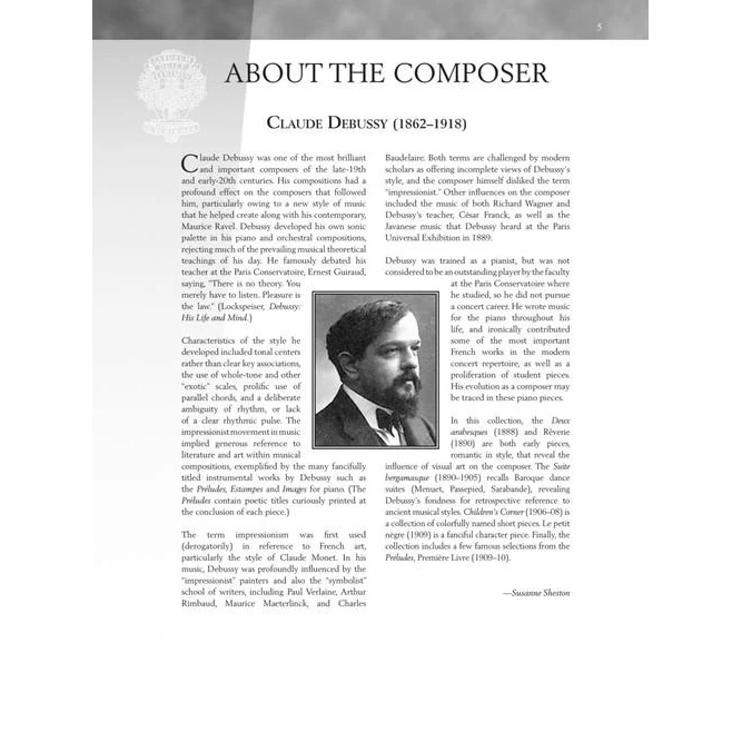 Hal Leonard HL00297117 Claude Debussy: 16 Piano Favorites - Image 6