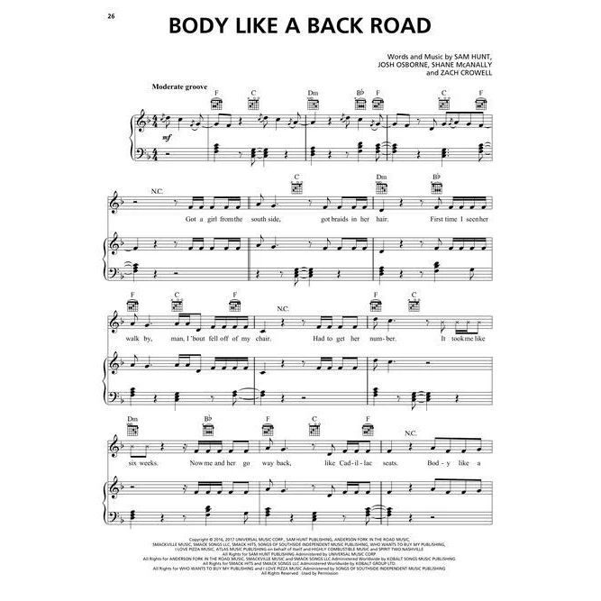 Hal Leonard HL00345260 Country Sheet Music 2010-2019, Piano/Vocal/Guitar Songbook - Image 12