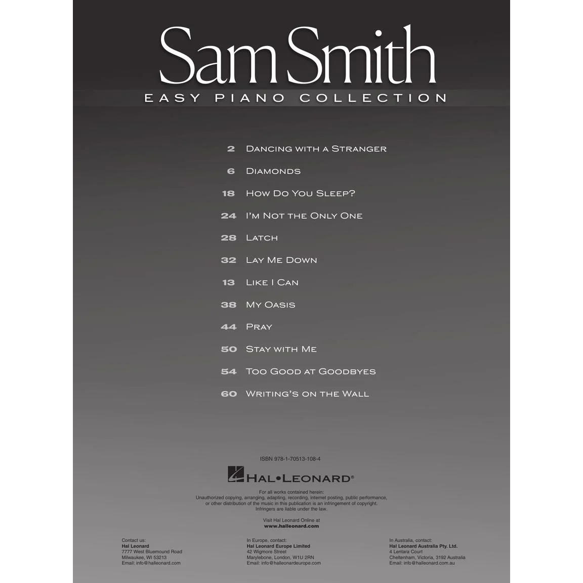 Hal Leonard HL00362605 Sam Smith – Easy Piano Collection - Image 2