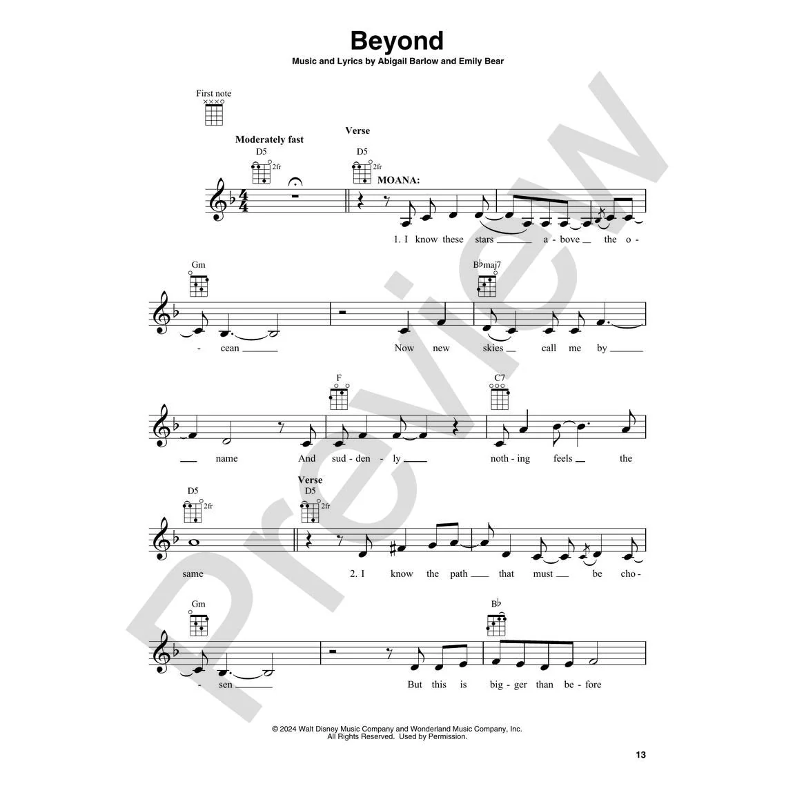 Hal Leonard HL01803464 Moana 2 for Ukulele - Image 2