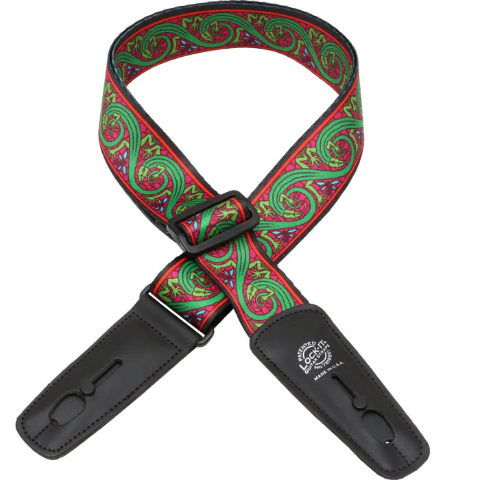 Henry Heller LIS-033-BM3 2" Soft Plush Poly Strap w/ Lock-It Ends, Bob Masse, Red and Green