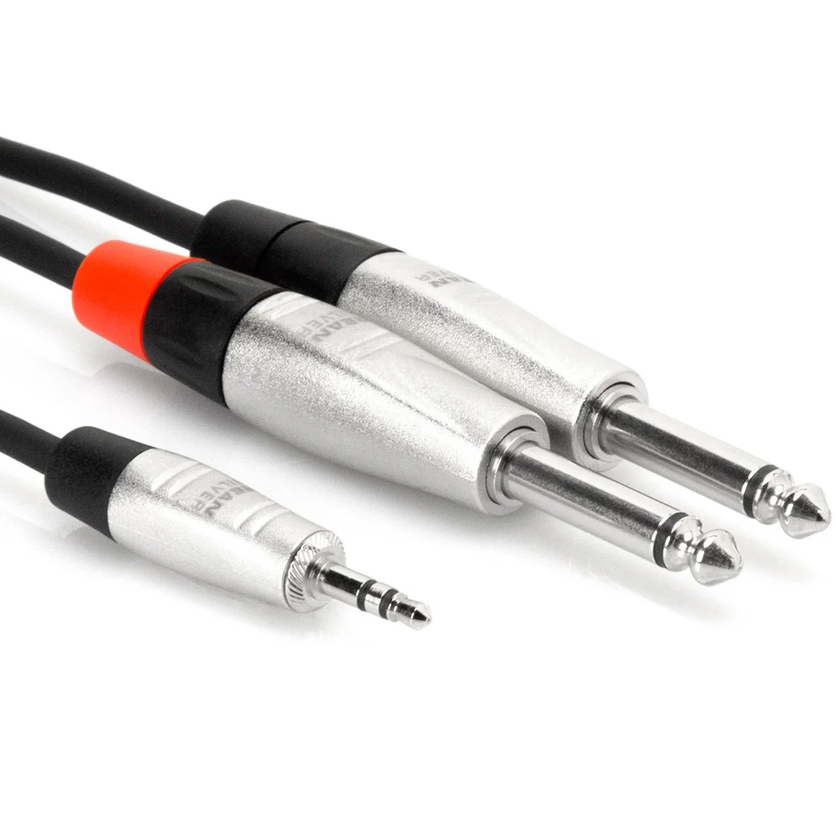 Hosa HMP-003Y Pro Stereo Breakout REAN 3.5mm TRS to Dual 1/4 in TS 3 ft (Loc:1J)