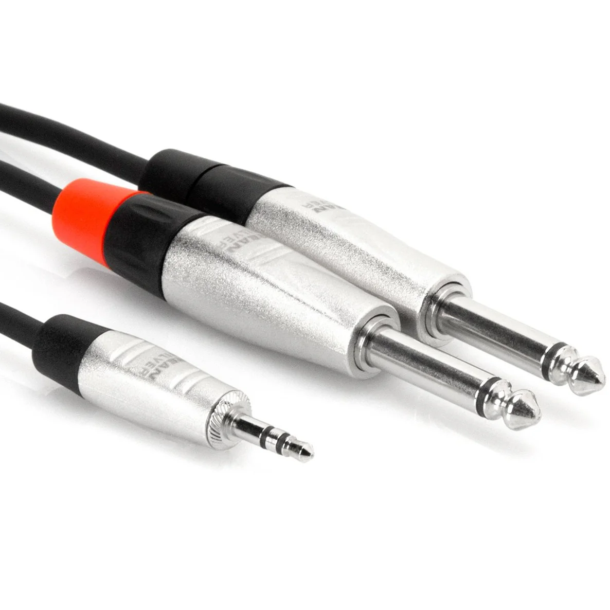 Hosa HMP-010Y Pro Stereo Breakout, REAN 3.5 mm TRS to Dual 1/4 in TS, 10 ft (Loc:1P)