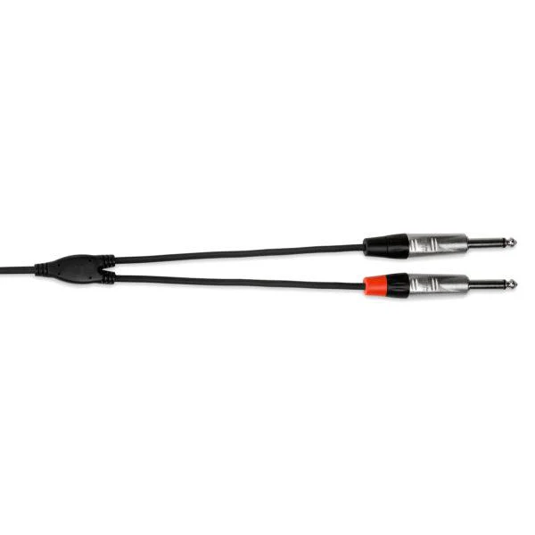 Hosa HMP-010Y Pro Stereo Breakout, REAN 3.5 mm TRS to Dual 1/4 in TS, 10 ft (Loc:1P) - Image 2