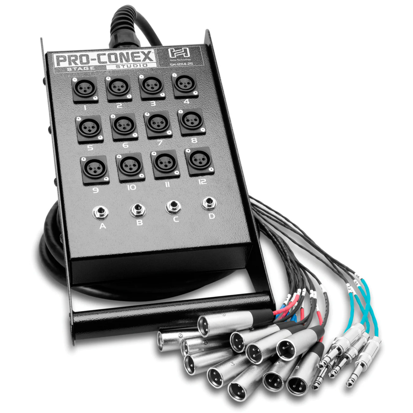 Hosa SH-12X4-100 Stage Box Snake - 12 x XLR Sends and 4 x 1/4 in TRS Returns - 100 FT
