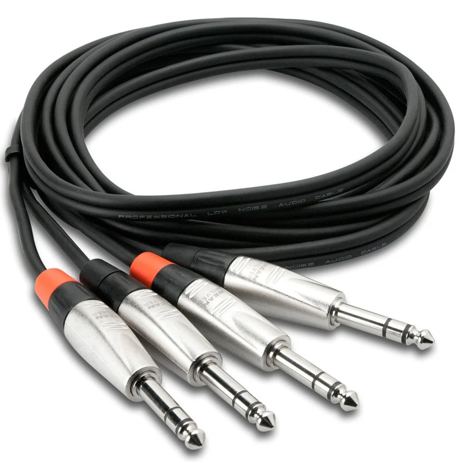 Hosa HSS-003X2 Pro Stereo Interconnect Dual REAN 1/4 in TRS to Same 3 ft (Loc:2A)