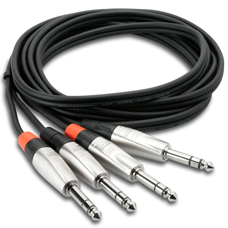 Hosa HSS-005X2 Pro Stereo Interconnect Dual REAN 1/4 in TRS to Same 5 ft (Loc:2D)
