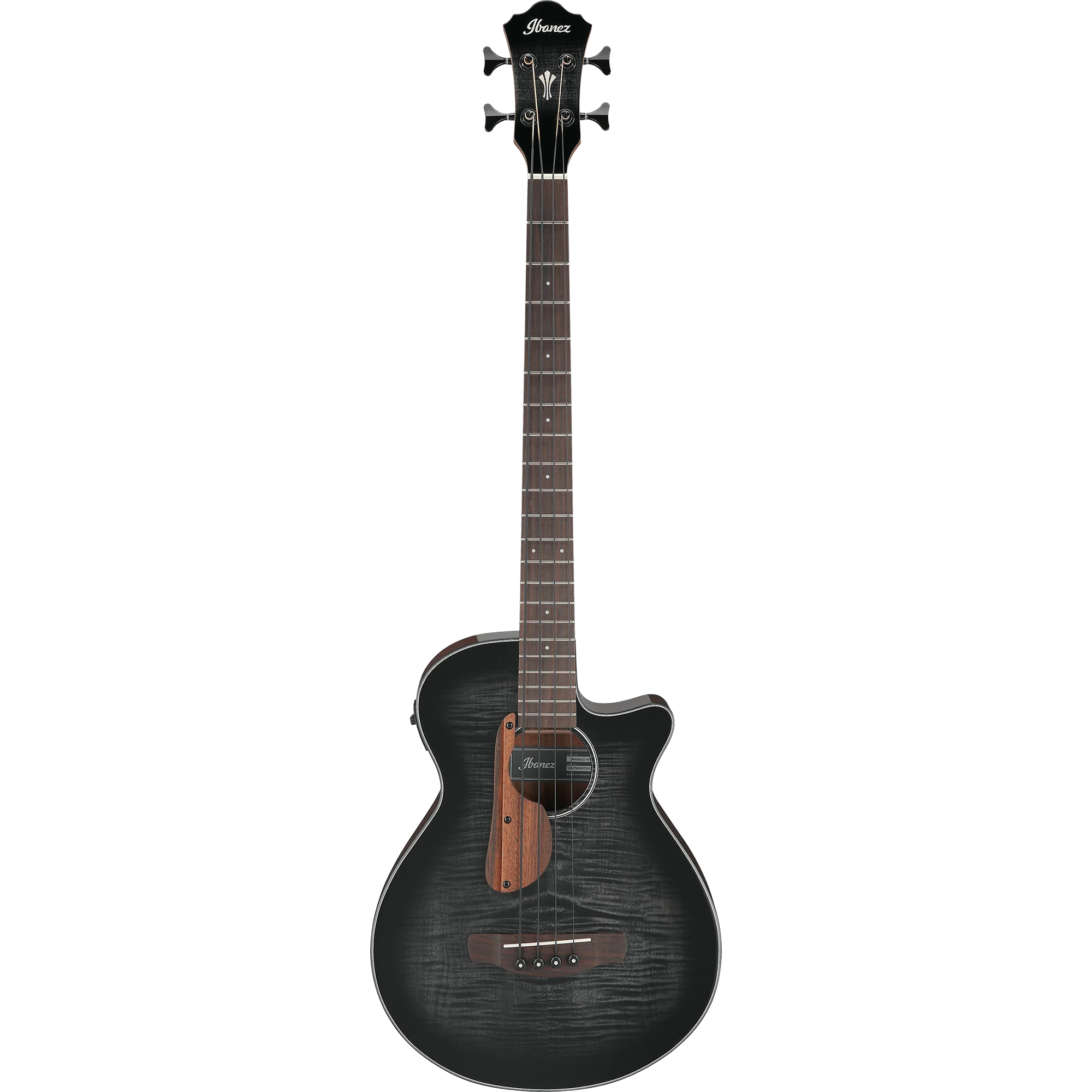 Ibanez AEGB25ETKH AE Acoustic/Electric Bass, Flame Maple Top, Sapele b/s, Transparent Black Sunburst