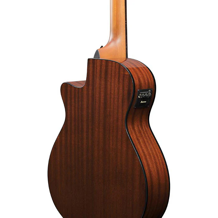 Ibanez AEGB25ETKH AE Acoustic/Electric Bass, Flame Maple Top, Sapele b/s, Transparent Black Sunburst - Image 4