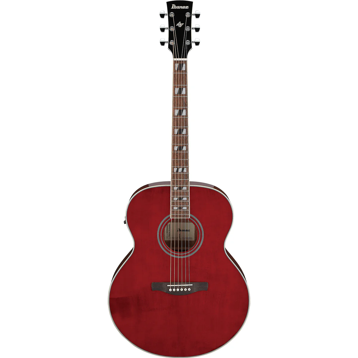 Ibanez AJ70M1EWR Jumbo Acoustic Guitar, Sitka Spruce Top, Okoume B/S, w/ Electronics, Wine Red
