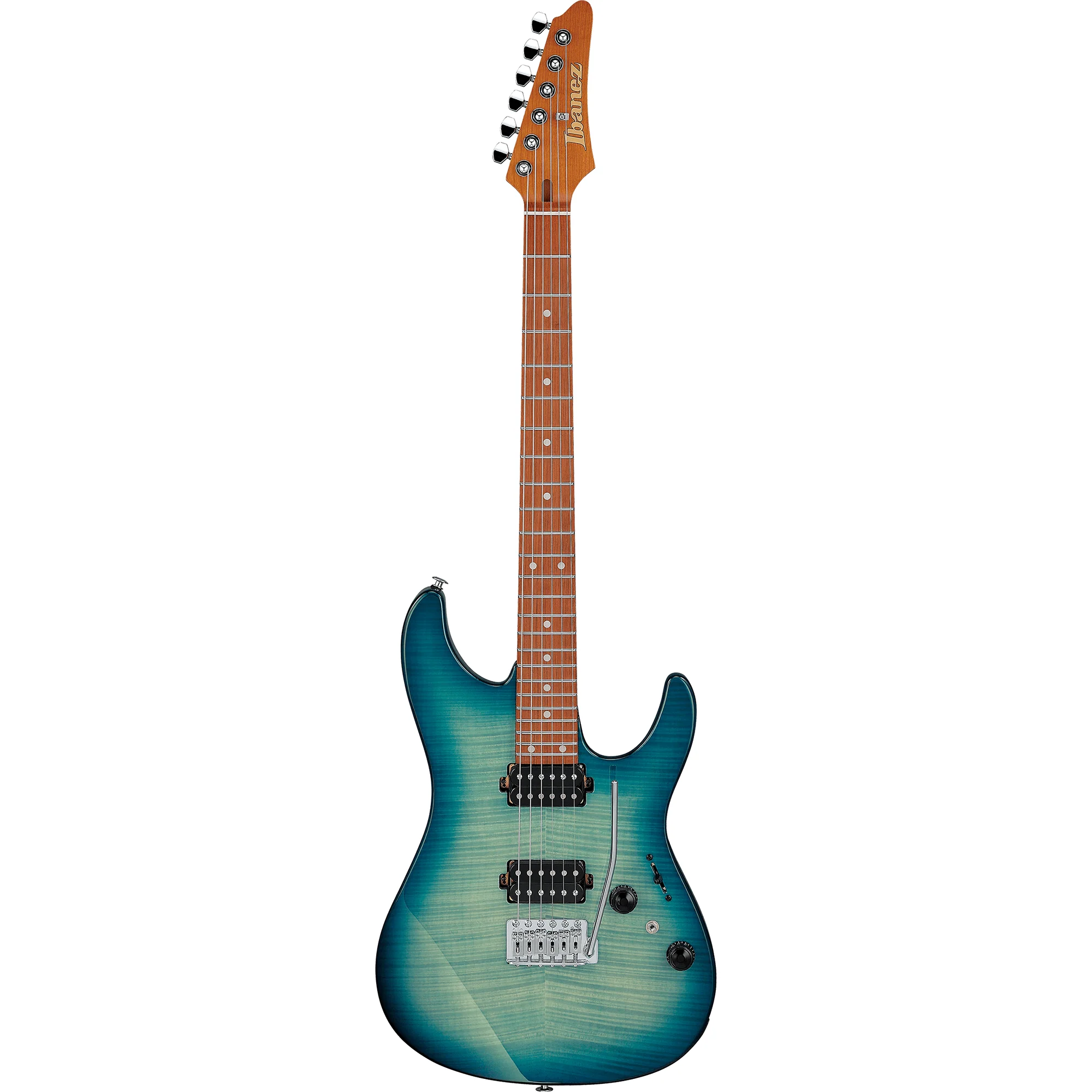Ibanez AZ24S1FTXB AZ Standard, 24 Fret, HH, w/ Trem, Roated MN, Locking Tuners, Transparent Turquoise Burst