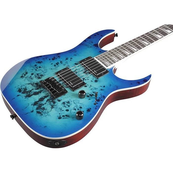 Ibanez GRGR221PAAQB Gio RG, Burl Top, HH, Hard-tail, Aqua Burst - Image 4
