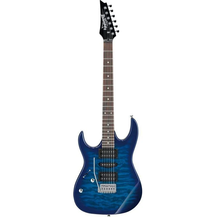 Ibanez GRX70QALTBB Gio RX Left Handed Electric Guitar, Transparent Blue Burst