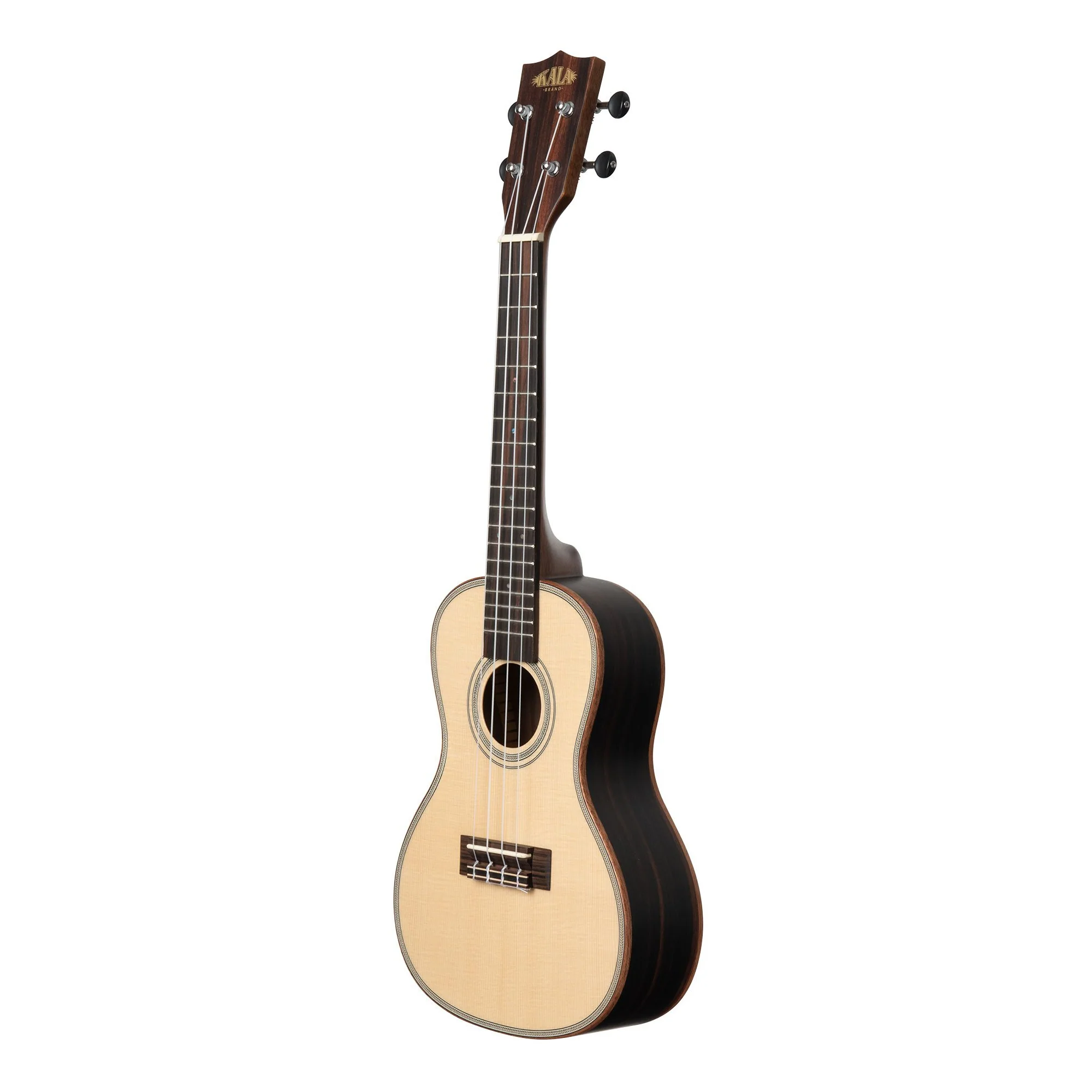 Kala KA-SSEBY-C Concert Solid Spruce Top Striped Ebony Ukulele - Image 4