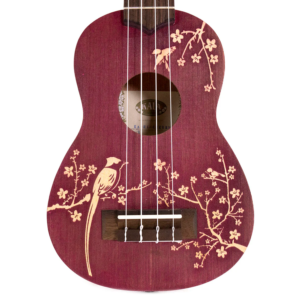 Kala KA-HI-CHERRY-S Soprano Mahogany Ukulele with Cherry Design - Image 2