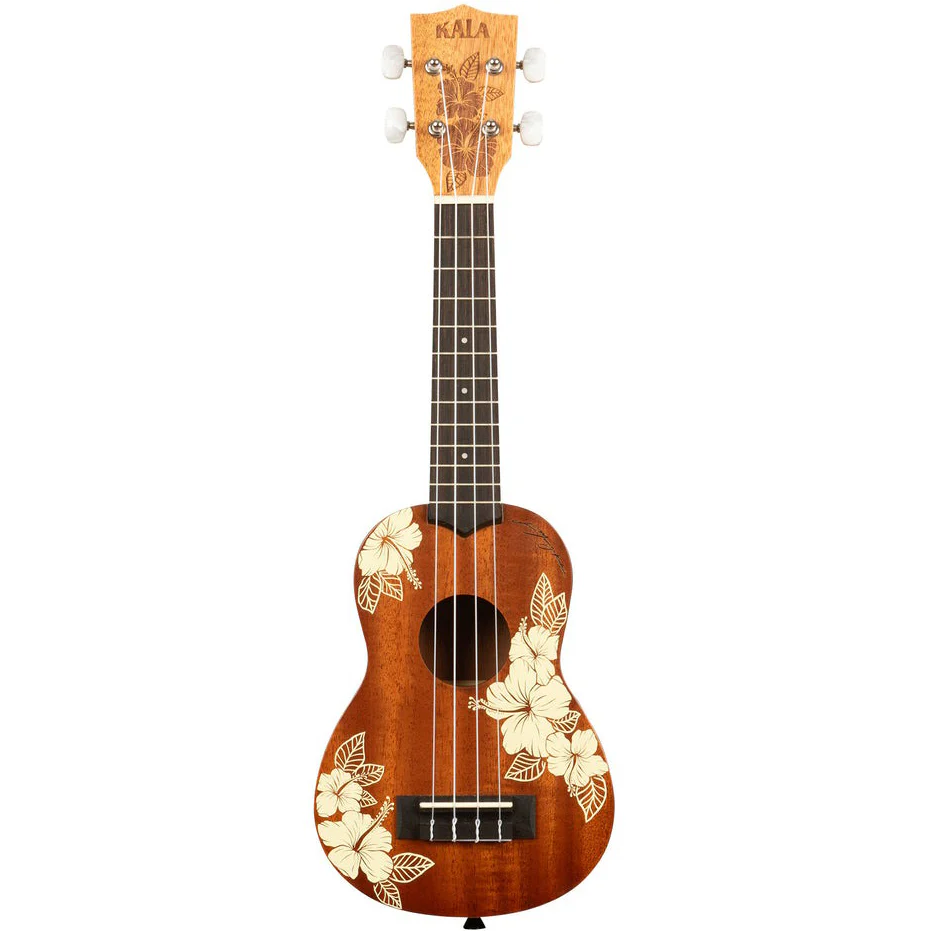 Kala KA-HIBISCUS-S Soprano Mahogany Ukulele, Hibiscus Design