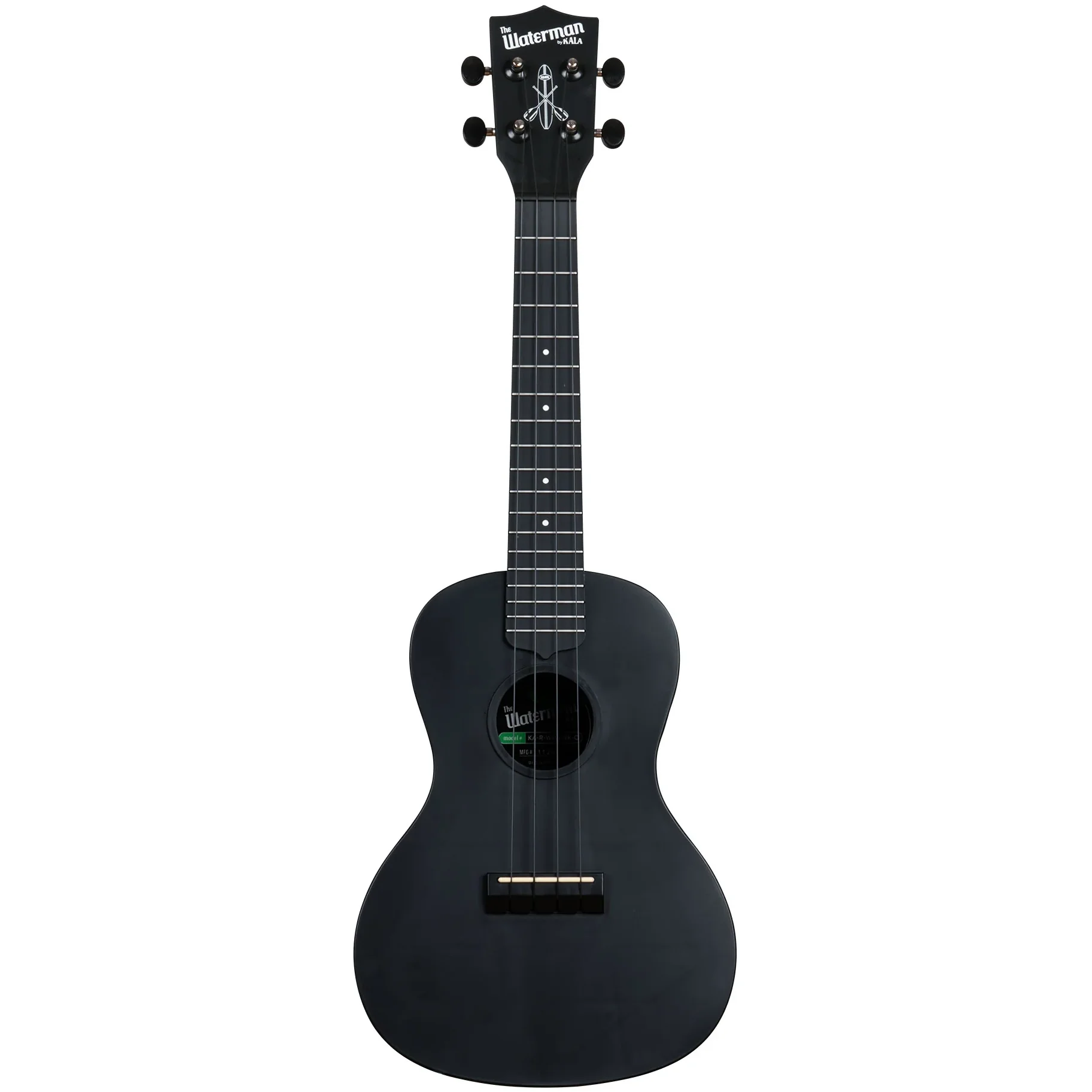 KALA KA-R-WMS-BK-C Concert Recycled Waterman Ukulele, Black Sand