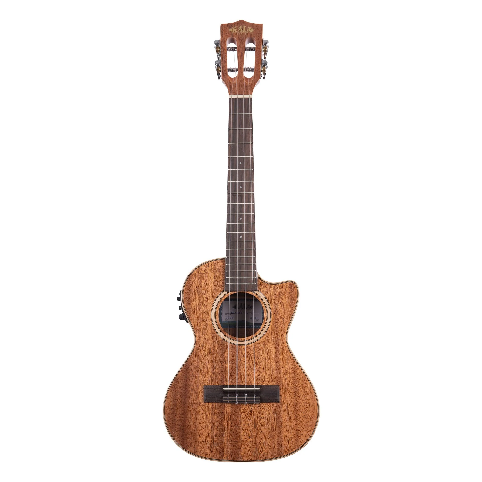 Kala KA-SMH-TG-CE Tenor Gloss Solid Mahogany Ukulele, Cutaway and Electronics