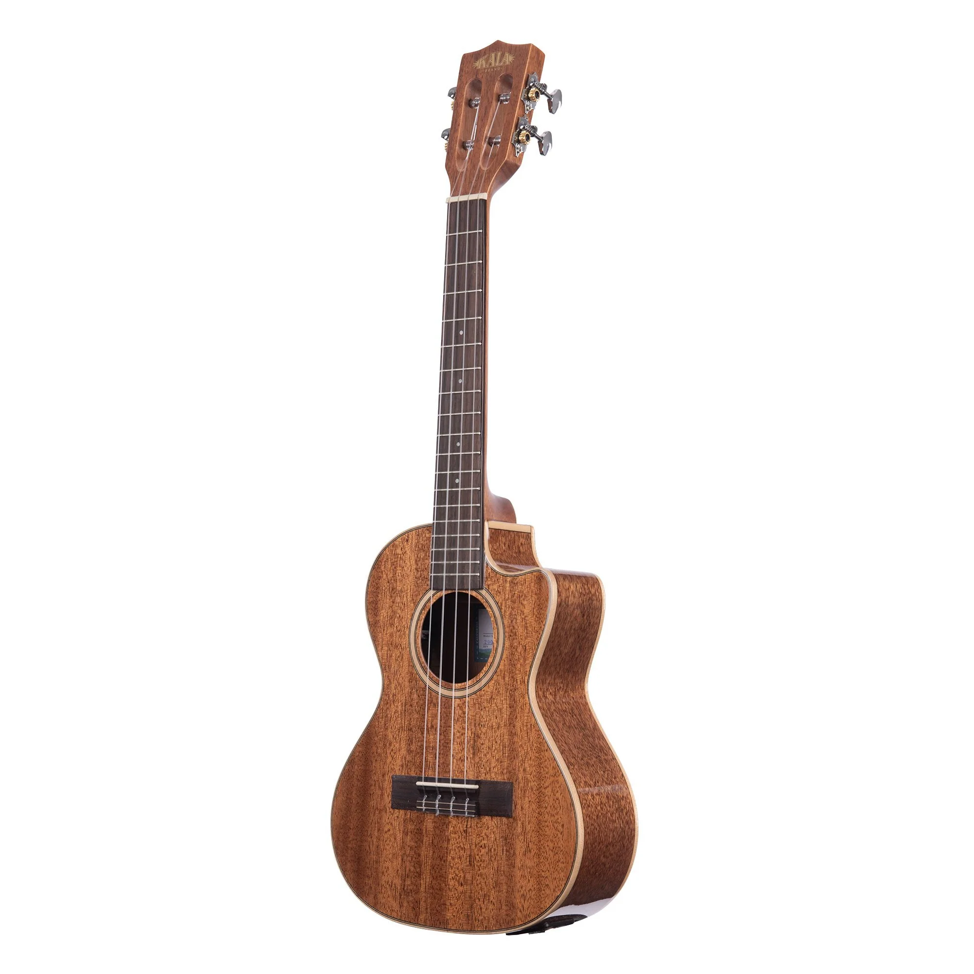 Kala KA-SMH-TG-CE Tenor Gloss Solid Mahogany Ukulele, Cutaway and Electronics - Image 3