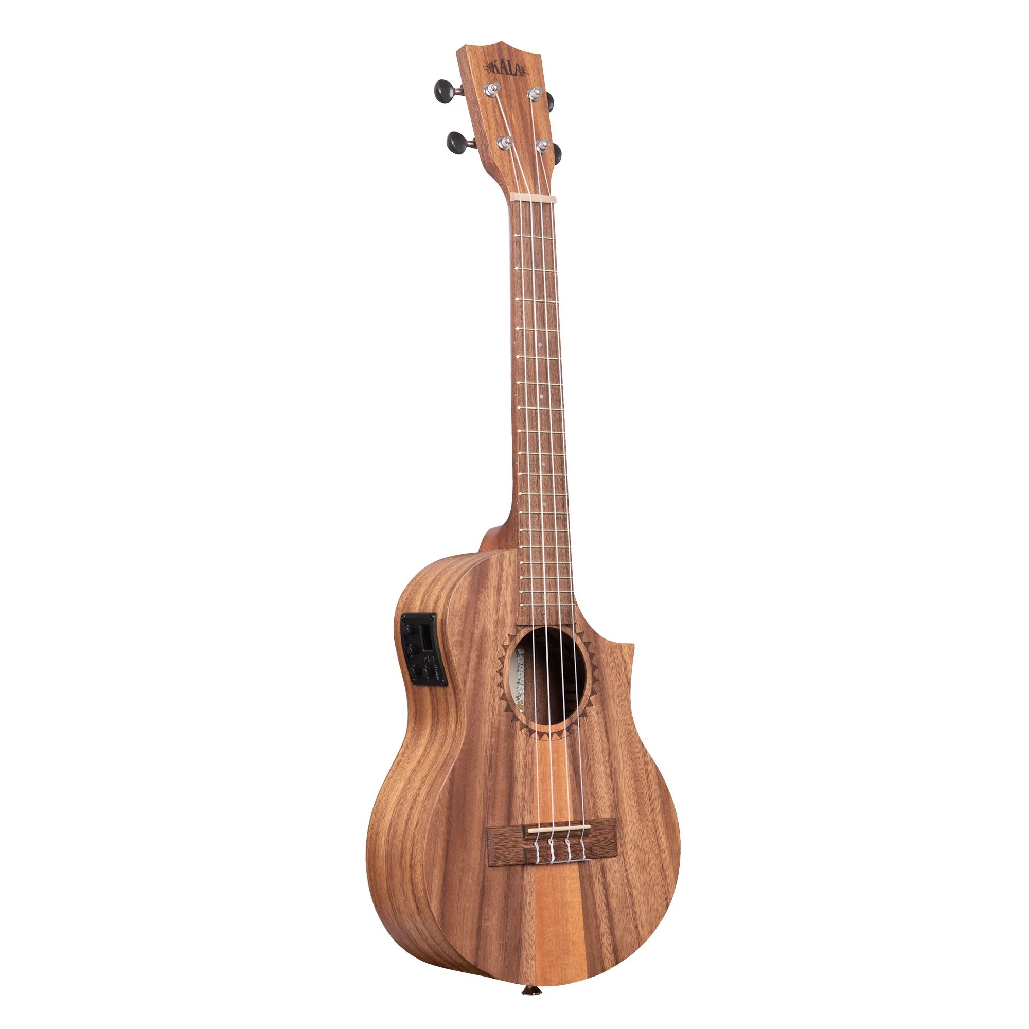Kala KA-TK-T-CE Tenor Teak Tri-Top Ukulele, Cutaway and Electronics - Image 4