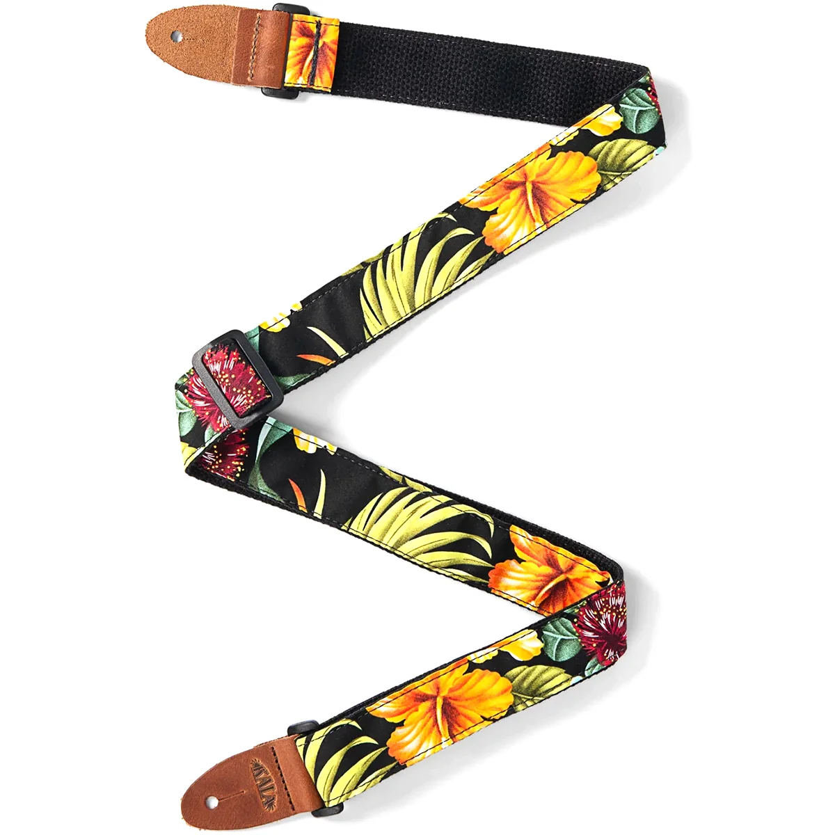Kala STP-US-HIBBLK Hibiscus Ukulele Strap, Black