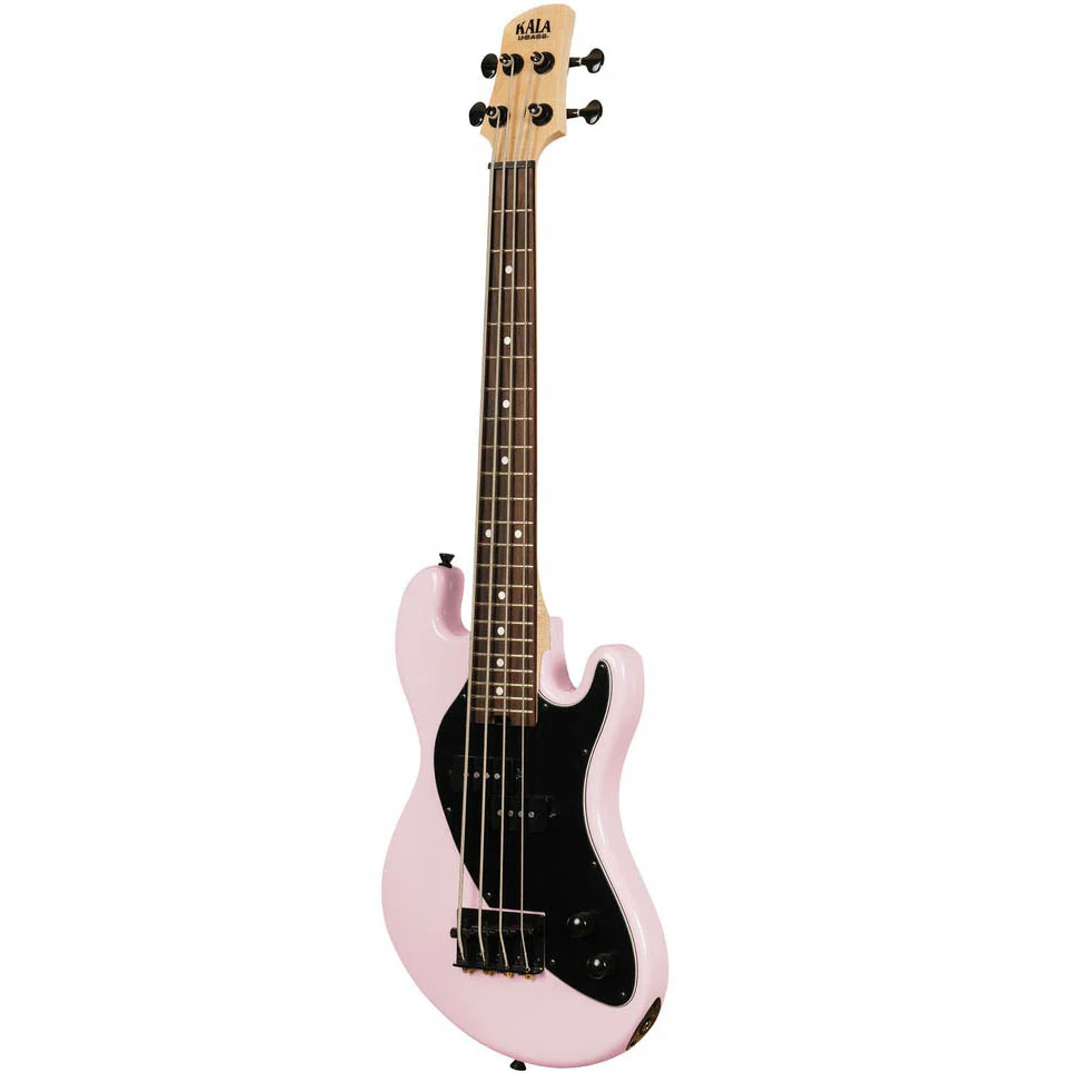 Kala UBASS-SB-LP-FS Solid Body UBASS, 4-String, Fretted, Pale Pink - Image 3