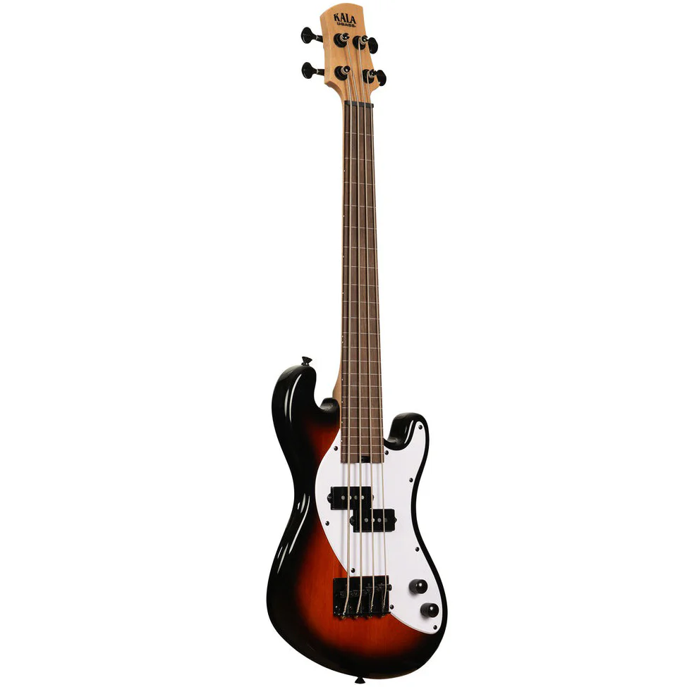 Kala UBASS-SB-TB-FL Solid Body UBASS, 4-String, Fretless, Tobacco Burst - Image 3