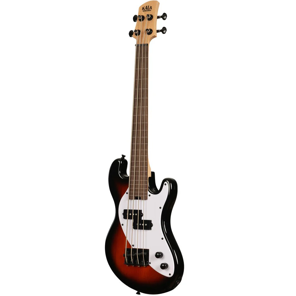 Kala UBASS-SB-TB-FL Solid Body UBASS, 4-String, Fretless, Tobacco Burst - Image 4