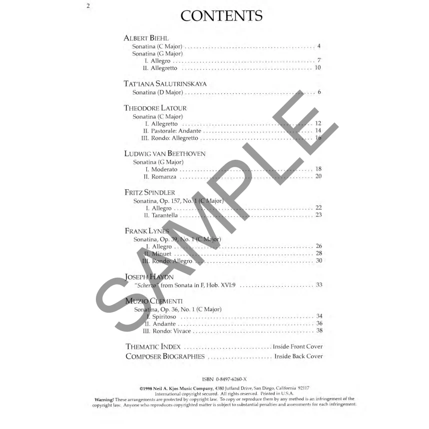 Kjos GP671 Selected Sonatinas for Piano Book 1 - Image 2