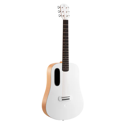 Lava Music BLUE-LAVA-ORIG Blue Lava Original 36" HPL Acoustic Guitar w/ Lite Bag, Frost White/Walnut