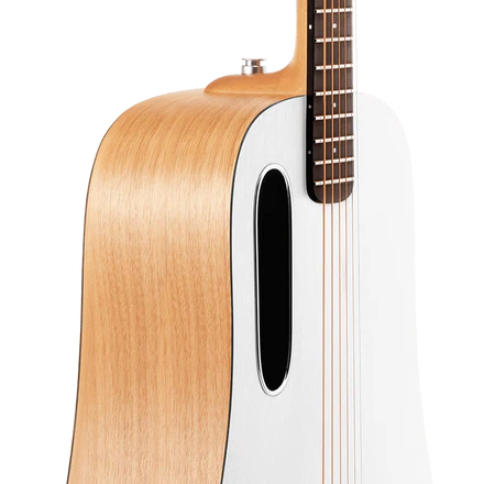 Lava Music BLUE-LAVA-ORIG Blue Lava Original 36" HPL Acoustic Guitar w/ Lite Bag, Frost White/Walnut - Image 4